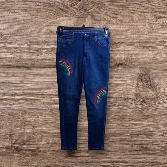 Cat &  jack rainbow embroidered skinny jegging. Size 14. - Picture 1 of 7